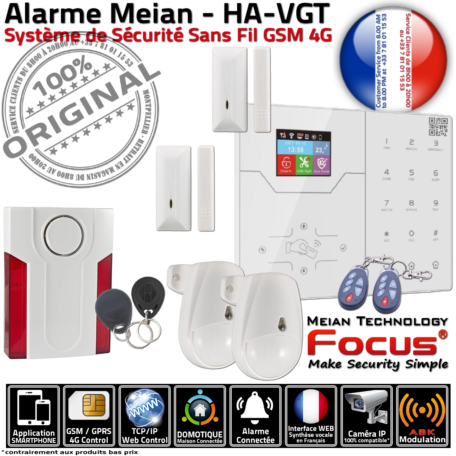 Protection anti-intrusion sans fil – Système d'alarme Meian pour maison connectée.