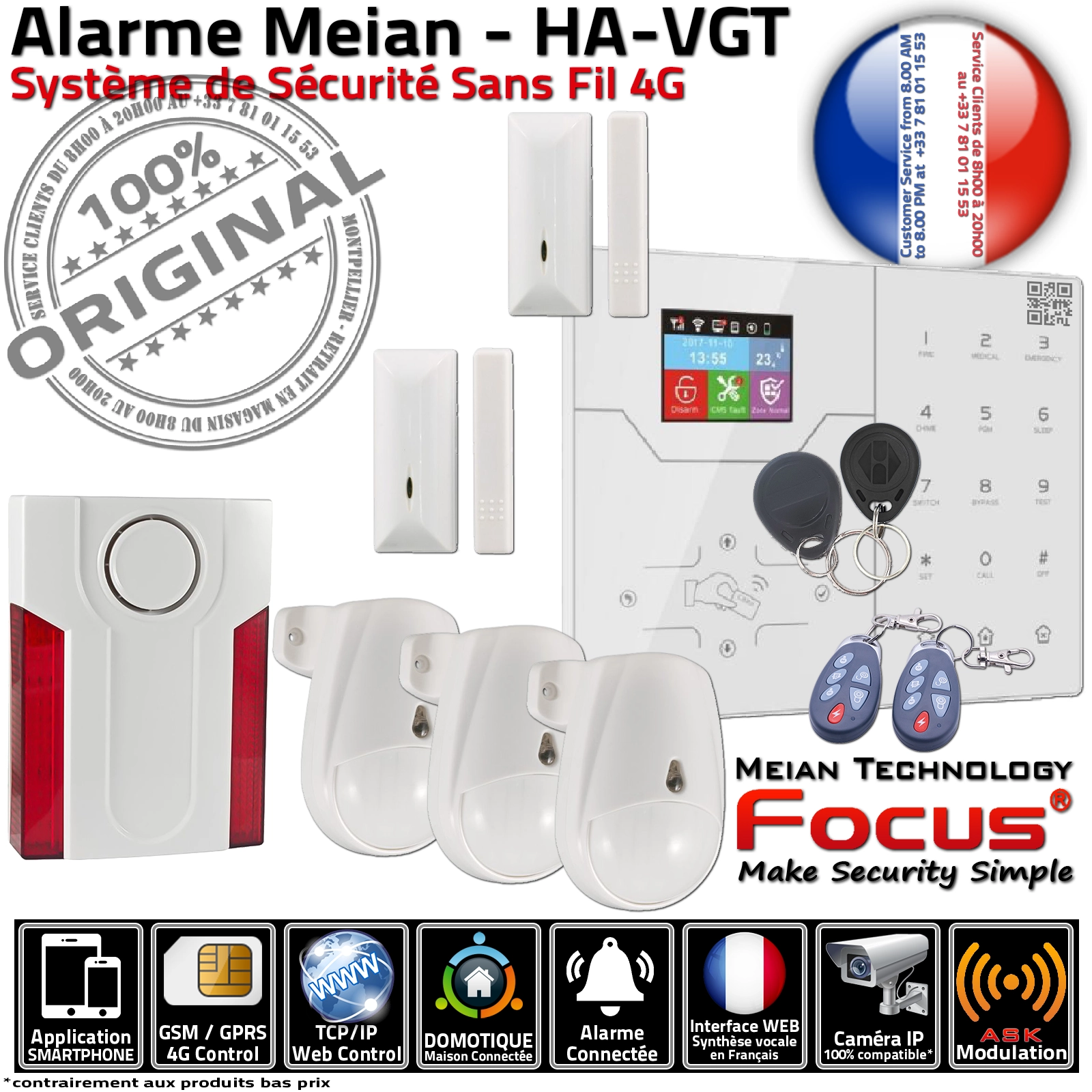 Alarme maison sans-fil avec badge RFID pour contrôle d'accès sécurisé.