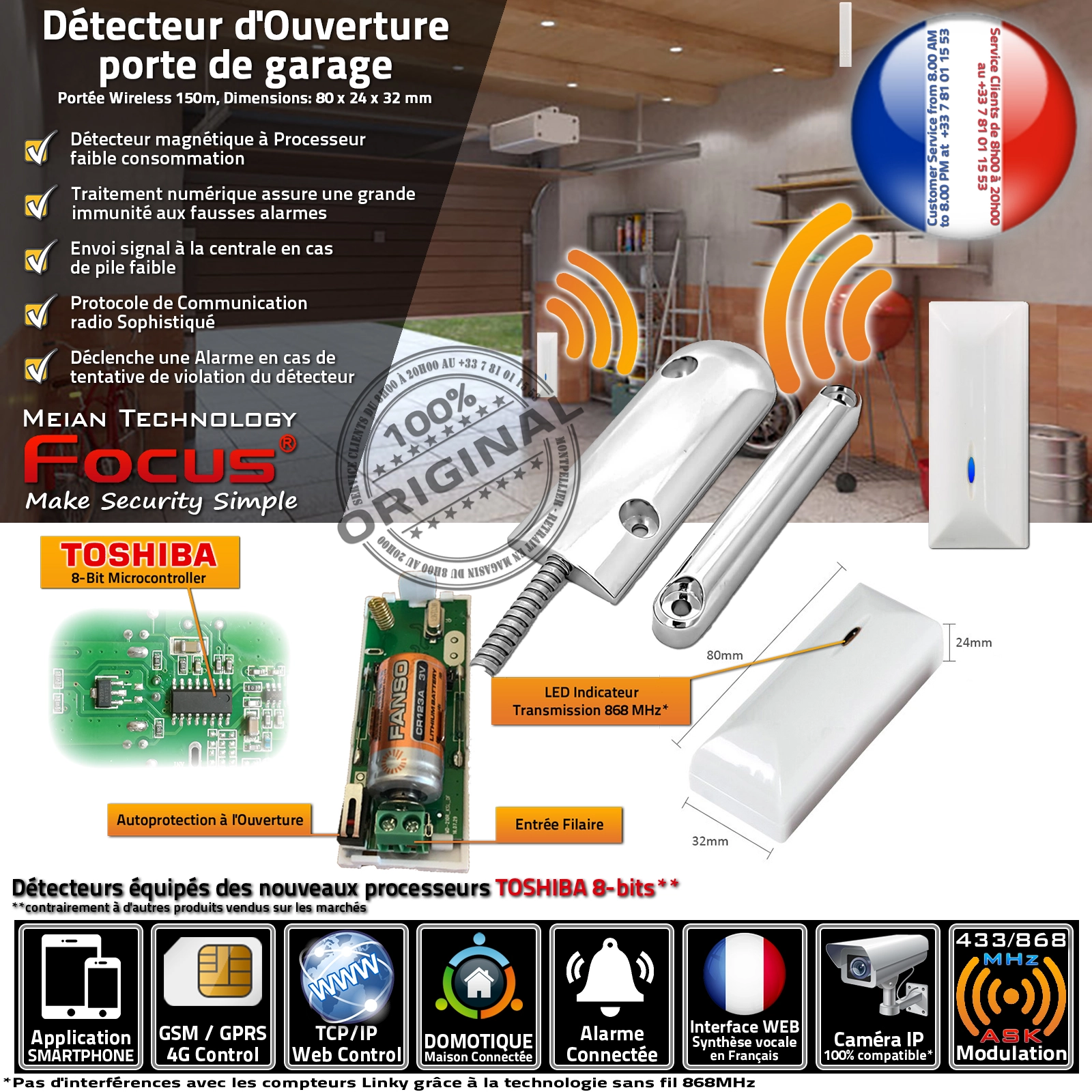 Détection intrusion garage – système sans-fil connecté avec sirène 85 dB.