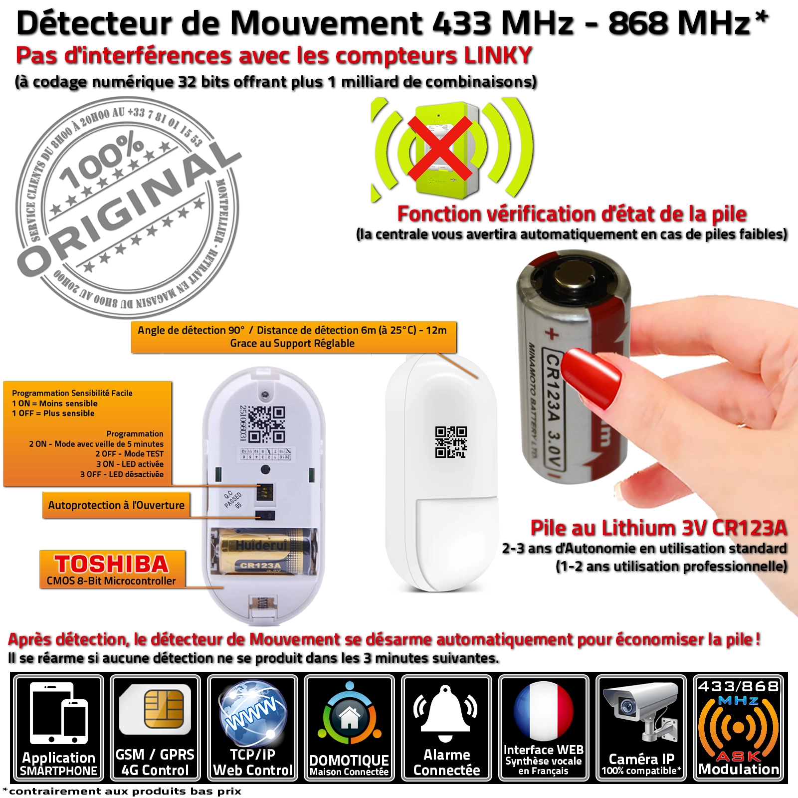 MC-565R DMT Meian : détecteur de mouvement sans-fil fiable et facile à installer